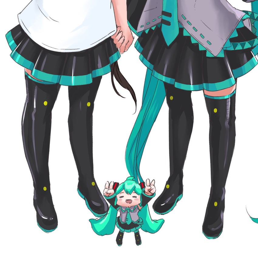 hatsune miku and chibi miku (vocaloid) drawn by mayo_riyo