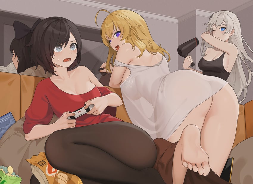 ruby rose, weiss schnee, yang xiao long, and blake belladonna (rwby) drawn by wangxiii
