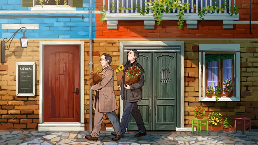 john reese and harold finch (person of interest) drawn by kadeart
