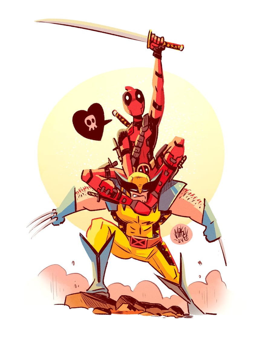 wolverine and deadpool (marvel and 4 more) drawn by mikemaihack