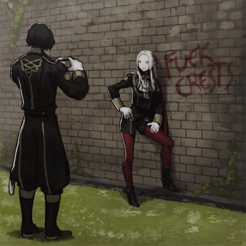 edelgard von hresvelg and hubert von vestra (fire emblem and 1 more) drawn by kuzudon