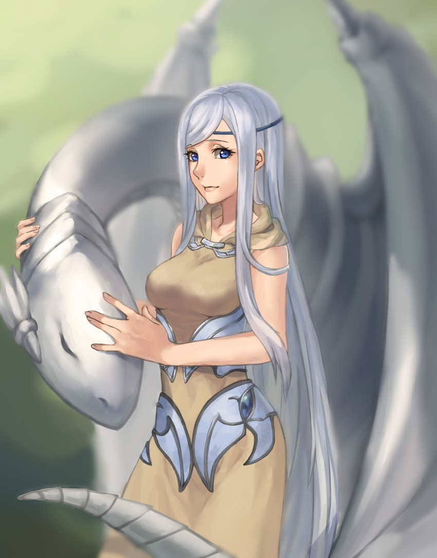 blue-eyes white dragon and maiden with eyes of blue (yu-gi-oh! and 1 more) drawn by aesice