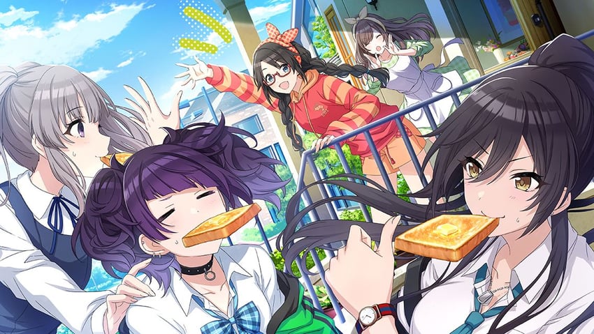 shirase sakuya, tsukioka kogane, tanaka mamimi, yukoku kiriko, and mitsumine yuika (idolmaster and 1 more)