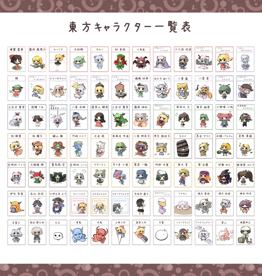 hakurei reimu, kirisame marisa, remilia scarlet, flandre scarlet, izayoi sakuya, and 76 more (touhou and 13 more) drawn by saku_(osake_love)