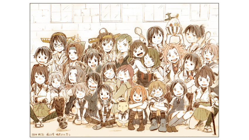 admiral, kaga, kongou, akagi, tenryuu, and 22 more (kantai collection) drawn by uzaki_(jiro)