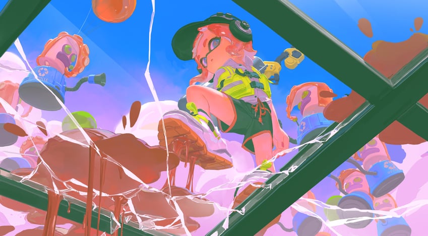 inkling player character, inkling girl, and octotrooper (splatoon) drawn by dorothyshan
