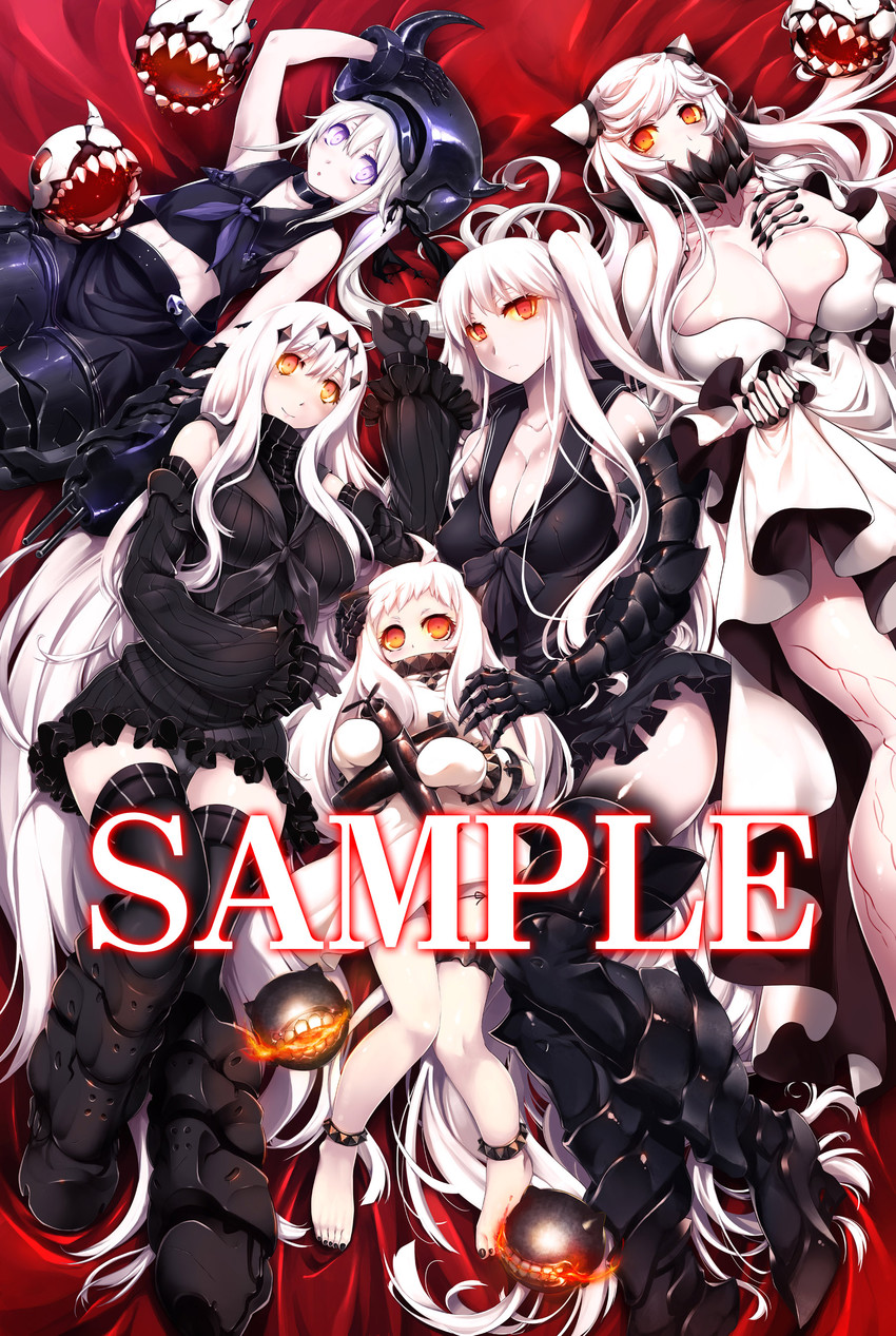 northern ocean princess, midway princess, destroyer princess, aircraft carrier oni, and aircraft carrier water oni (kantai collection) drawn by ouma_tokiichi