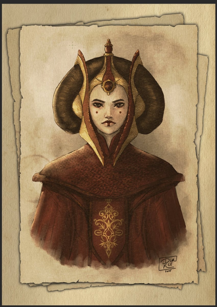 padme amidala (star wars and 1 more) drawn by durkle