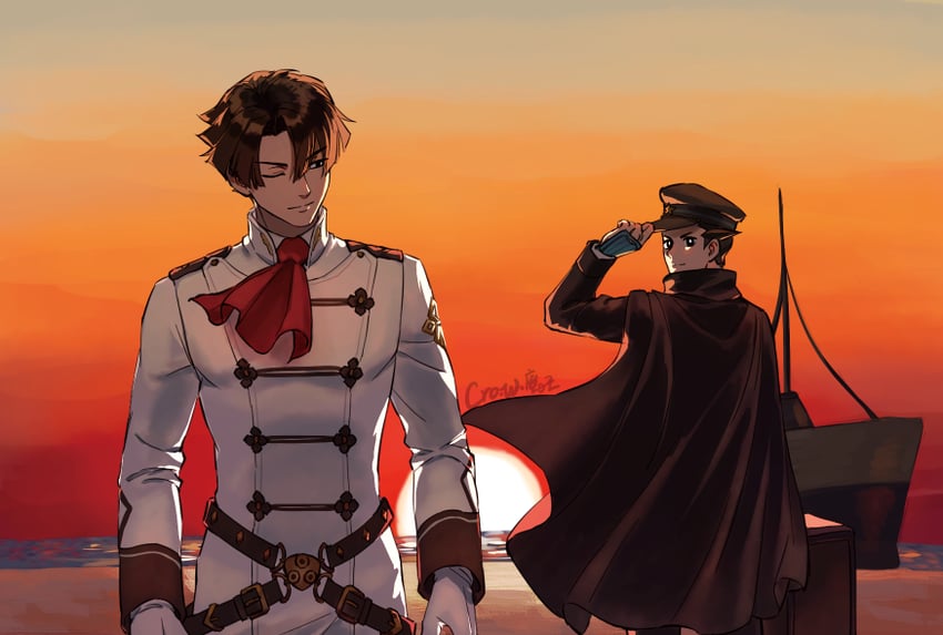 ryunosuke naruhodo and kazuma asogi (ace attorney and 1 more) drawn by killerohan