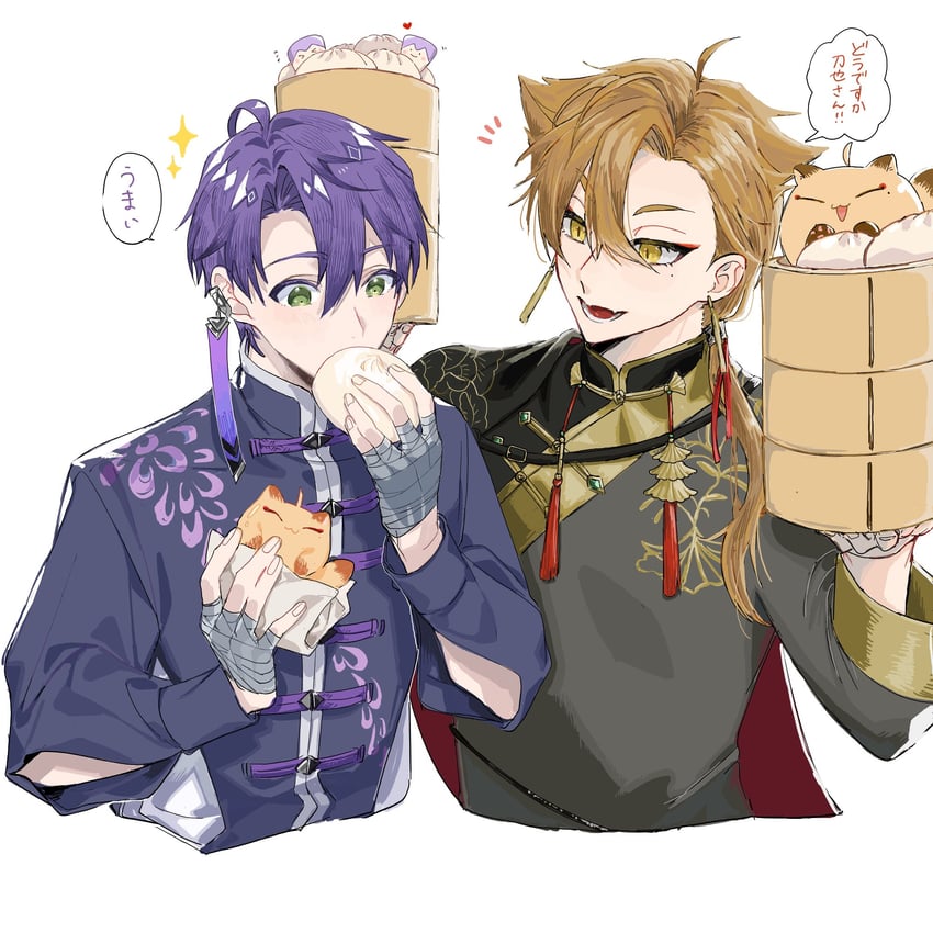 kenmochi touya and fushimi gaku (nijisanji) drawn by 6tnut9