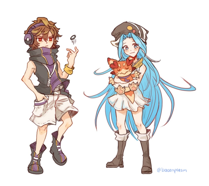 sandalphon, lyria, vyrn, sakuraba neku, and misaki shiki (granblue fantasy and 1 more) drawn by baconplasm
