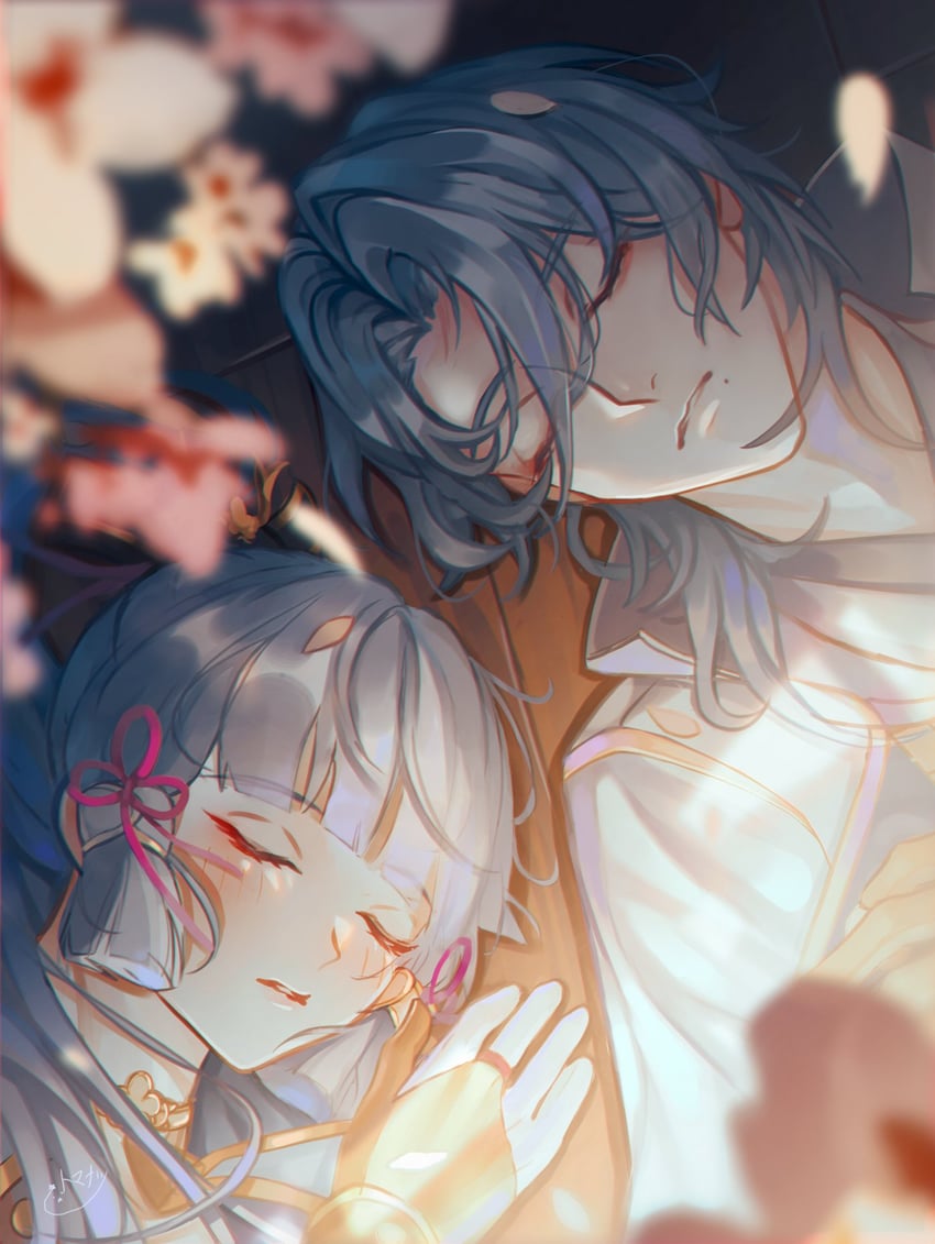 kamisato ayaka and kamisato ayato (genshin impact) drawn by tomanattsu