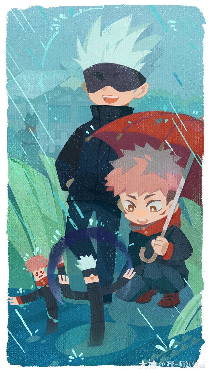 gojou satoru and itadori yuuji (jujutsu kaisen) drawn by gysj01