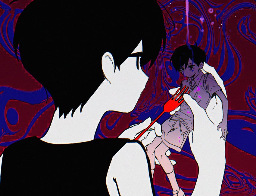 sunny and omori (omori) drawn by rou_(h_s_sinrin)