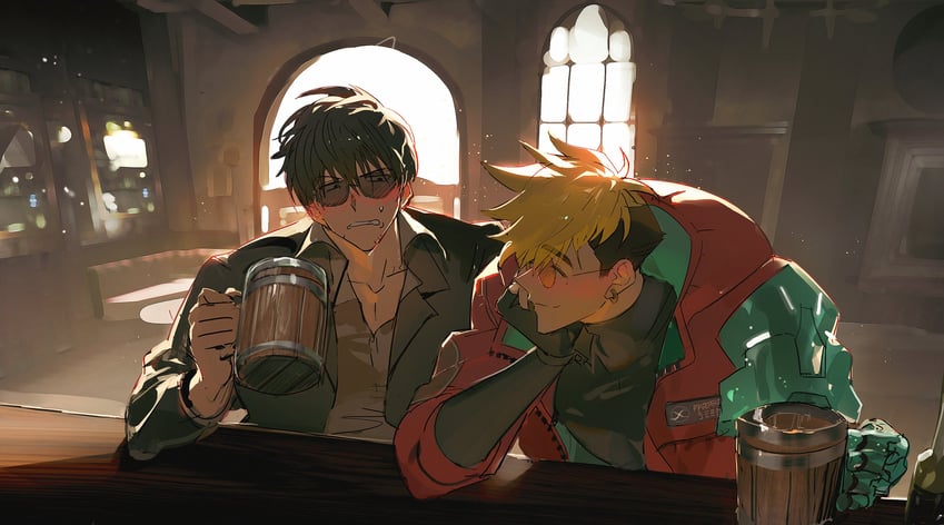 vash the stampede and nicholas d. wolfwood (trigun and 1 more) drawn by citronplanet