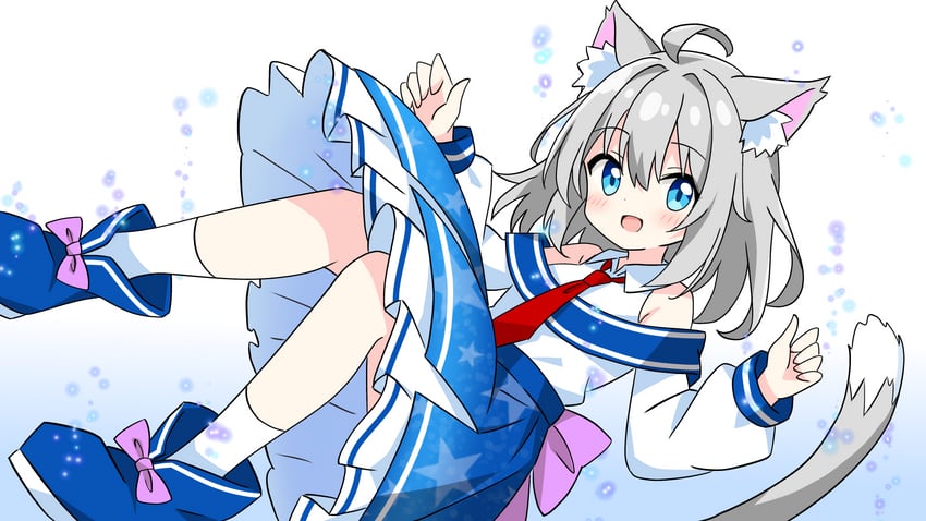 grey-haired cat girl (original) drawn by kotatsu-mazoku