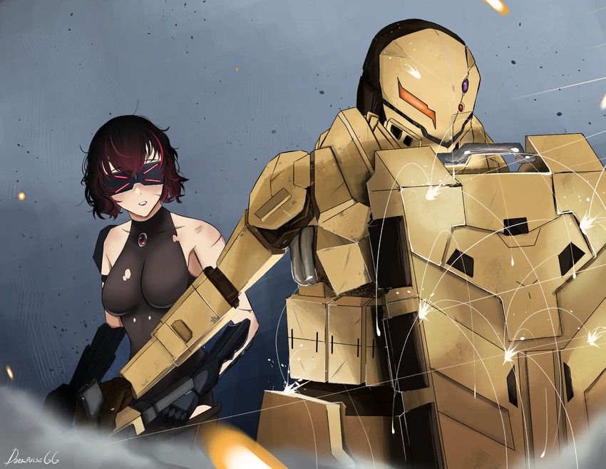 ripper, aegis, and ripper swap (girls' frontline) drawn by darkpulsegg