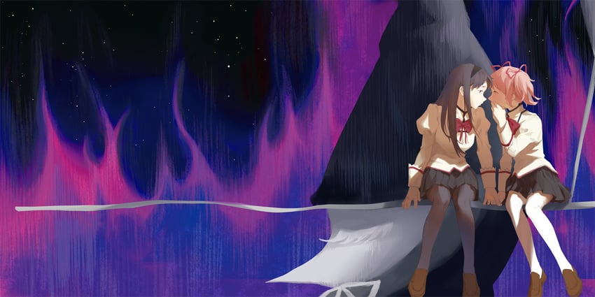 akemi homura and kaname madoka (mahou shoujo madoka magica) drawn by ash_(fuaaa24)