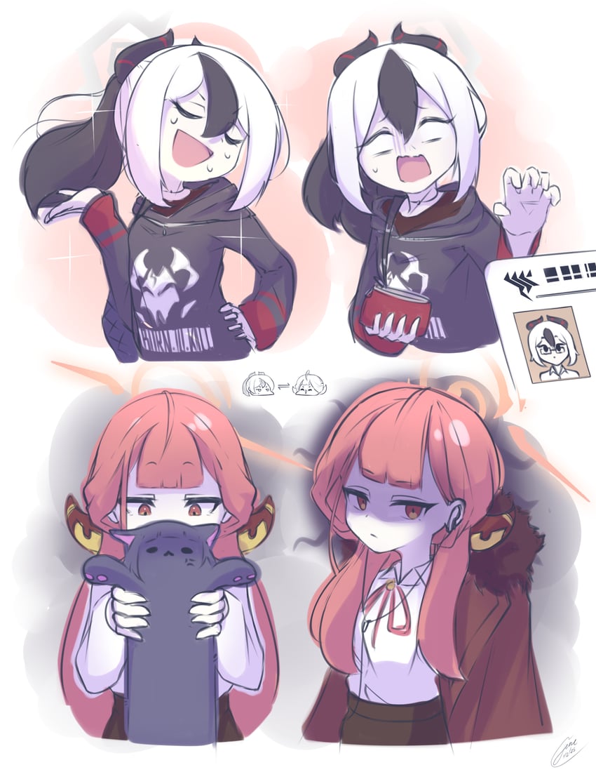 kazusa, kayoko, and aru (blue archive) drawn by the_x_(jene)