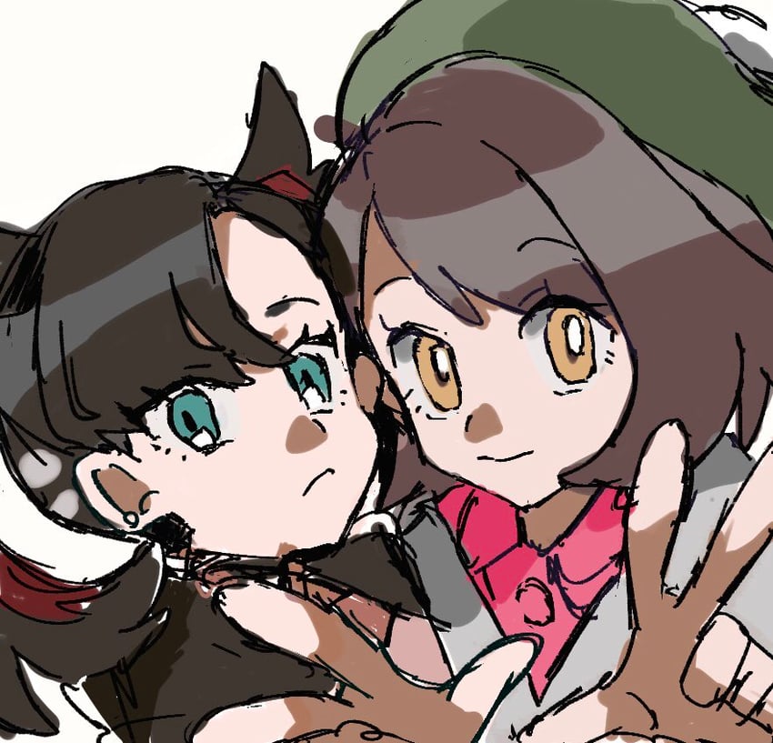 marnie and gloria (pokemon and 1 more) drawn by shichibee_(stm_mimi)