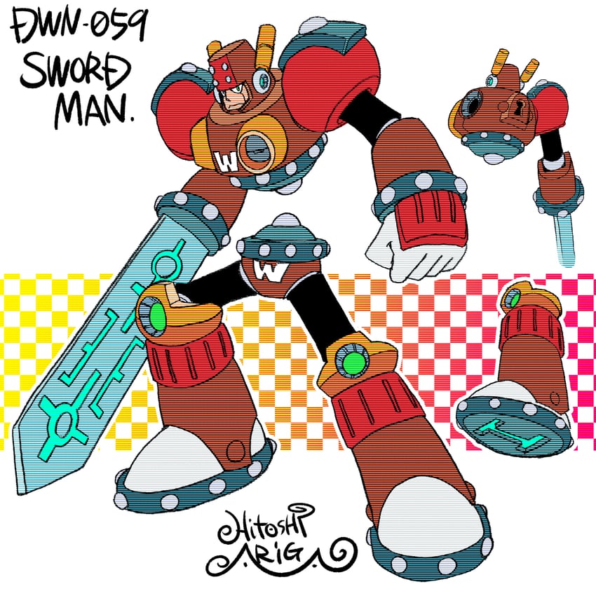 sword man (mega man and 2 more) drawn by ariga_hitoshi
