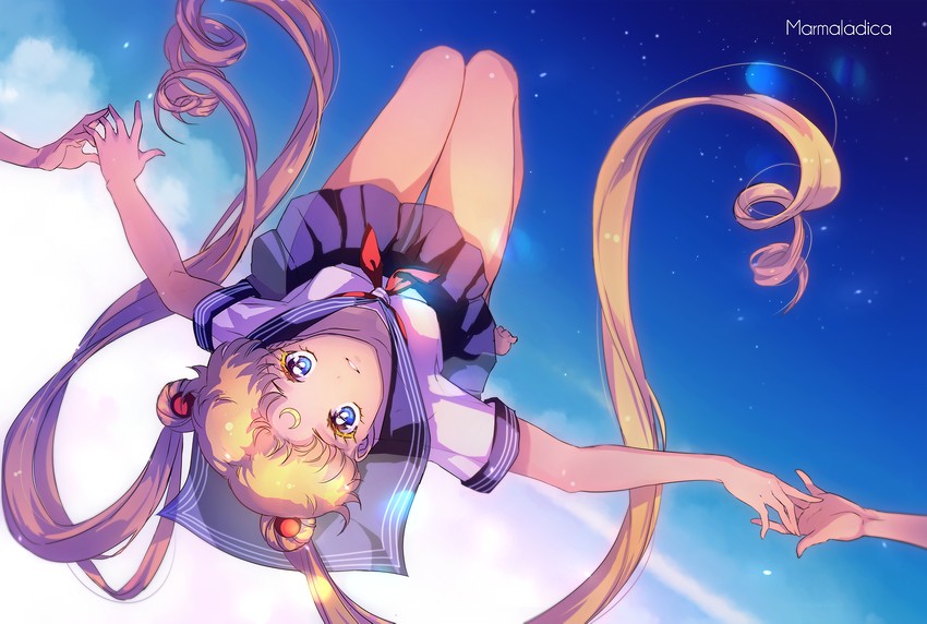 tsukino usagi and sailor moon (bishoujo senshi sailor moon) drawn by marmaladica
