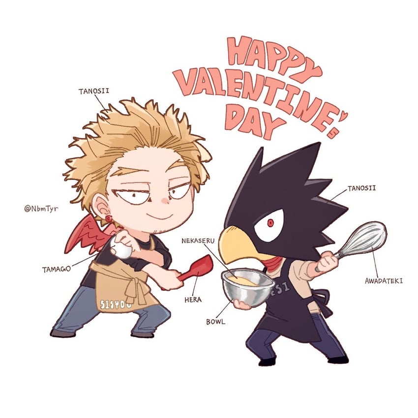 hawks and tokoyami fumikage (boku no hero academia) drawn by nbmtyr