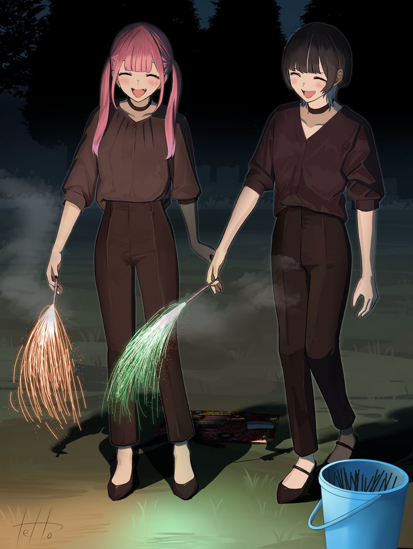 hinamizawa hinami and igarashi ritsu (original) drawn by tetto_(onnoveltet)