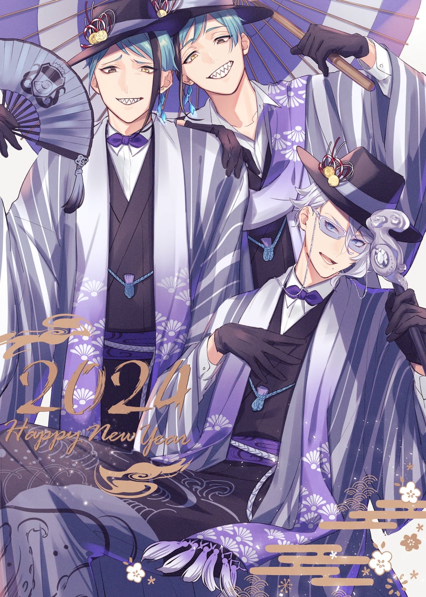 floyd leech, jade leech, and azul ashengrotto (twisted wonderland) drawn by michihito