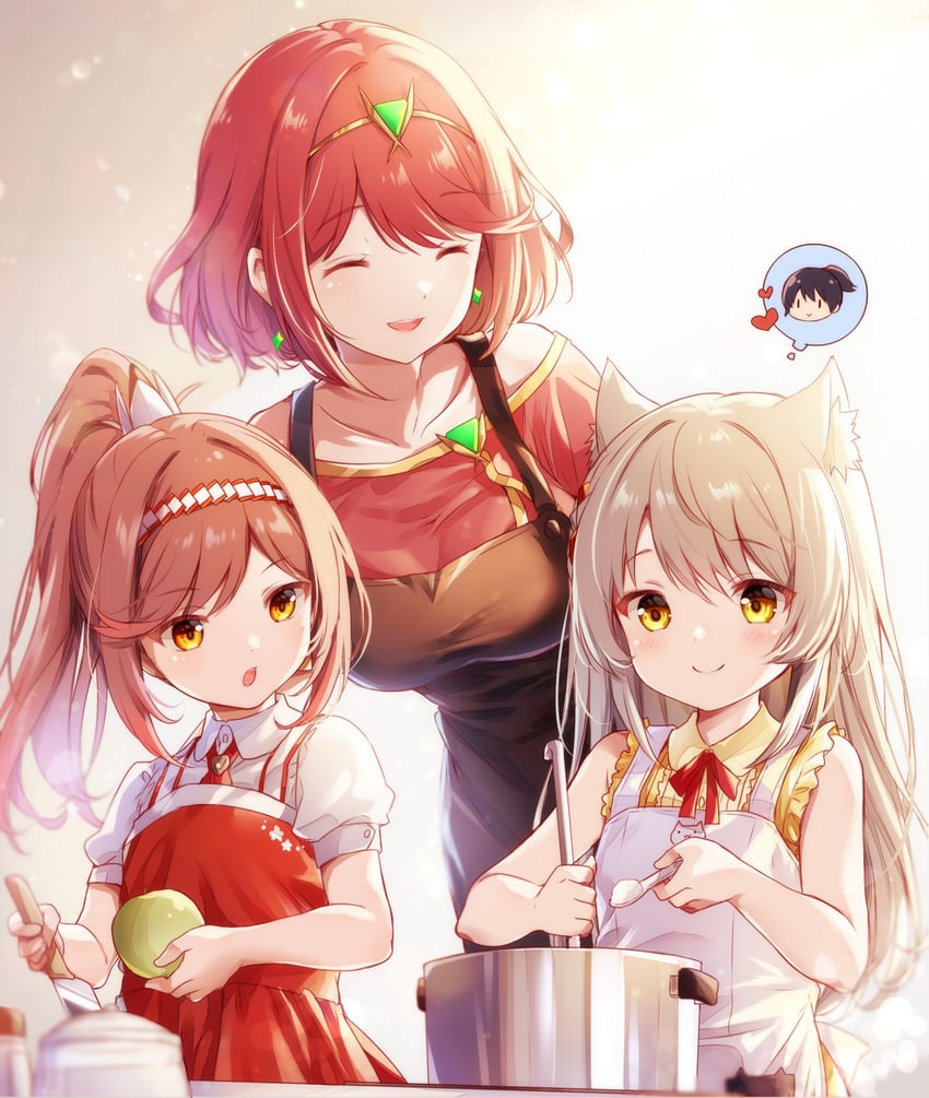 pyra, mio, noah, and glimmer (xenoblade chronicles and 3 more) drawn by ui_frara
