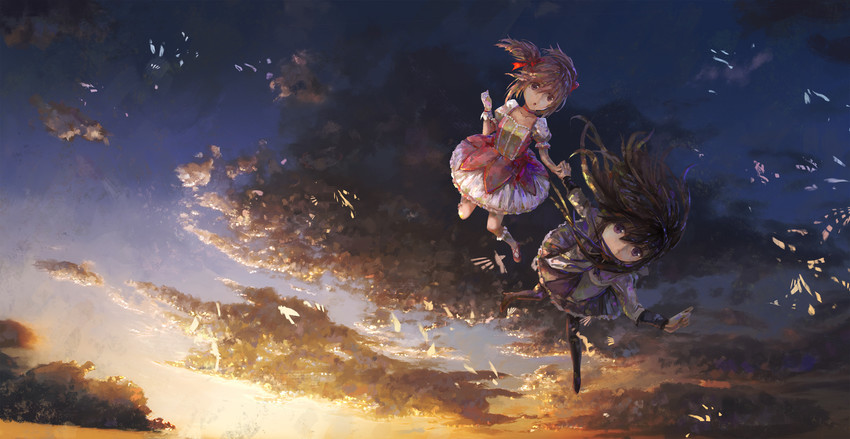akemi homura and kaname madoka (mahou shoujo madoka magica) drawn by tianya_beiming