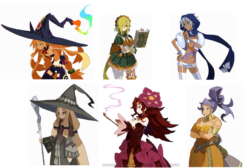 metallica, ryubence, valentine, liliane, purple peel, and 1 more (majo to hyakkihei) drawn by harada_takehito