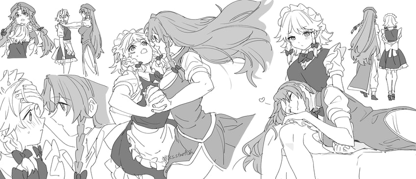 izayoi sakuya and hong meiling (touhou) drawn by mero_(starfish_jcs)