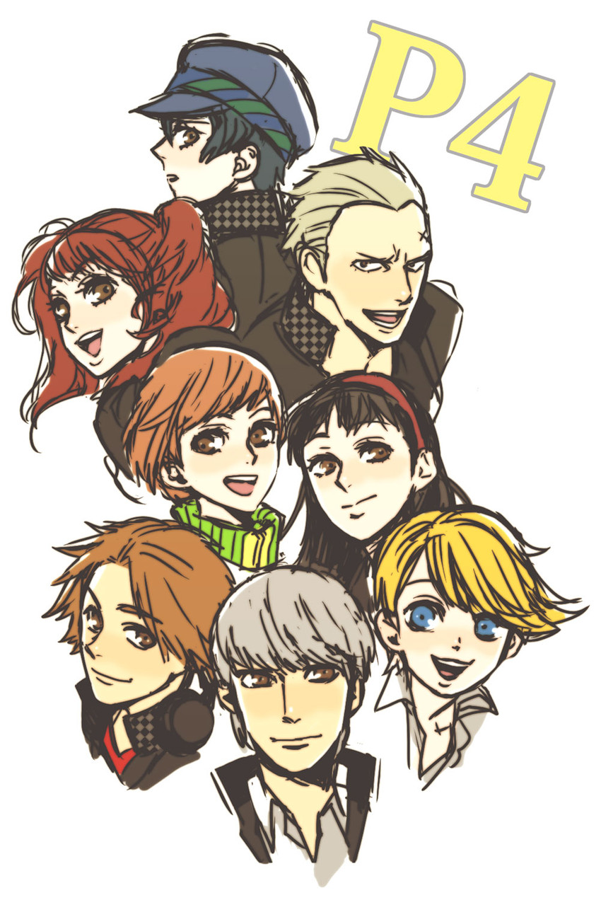 narukami yu, shirogane naoto, satonaka chie, kujikawa rise, amagi yukiko, and 3 more (persona and 1 more) drawn by duruko