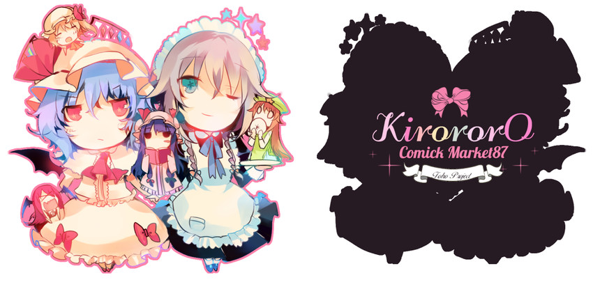 remilia scarlet, flandre scarlet, patchouli knowledge, hong meiling, and koakuma (touhou) drawn by kirero