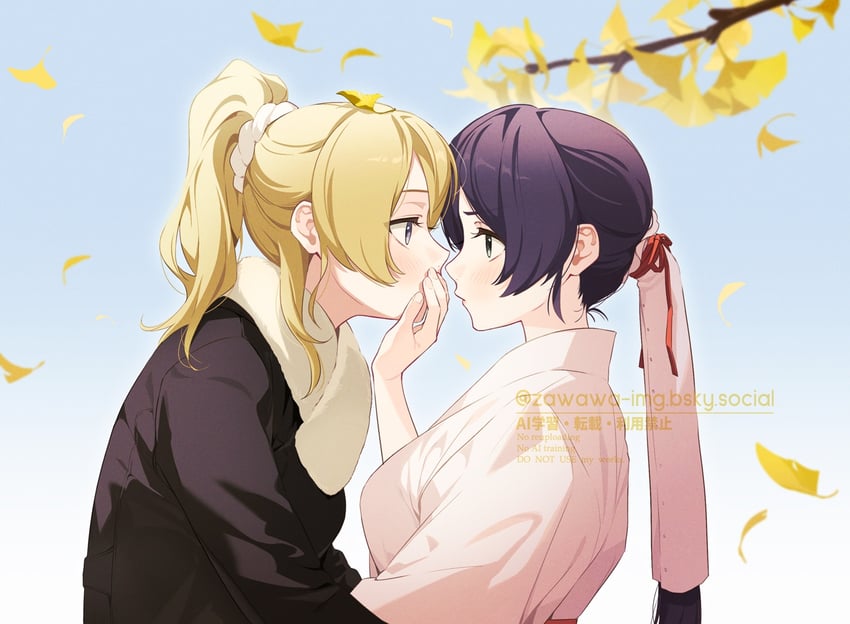 tojo nozomi and ayase eli (love live! and 1 more) drawn by zawawa_(satoukibi1108)