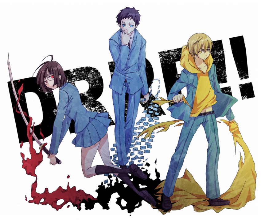 sonohara anri, ryuugamine mikado, and kida masaomi (durarara!!) drawn by natsusemi