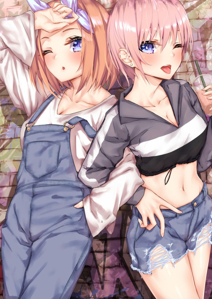 nakano yotsuba and nakano ichika (go-toubun no hanayome) drawn by sahara386