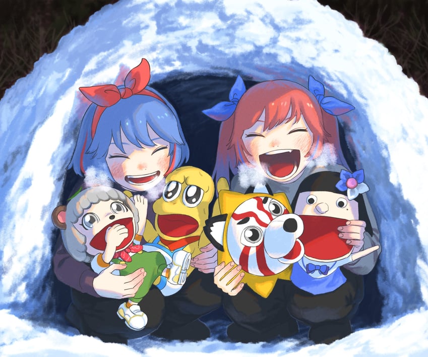 ponpoko, peanuts-kun, fuji aoi, omega rio, omega ray, and 1 more (mode aim and 2 more) drawn by utochan_(uptkop)