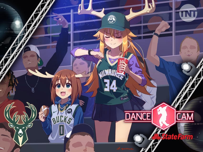shikanoko noko, koshi torako, giannis antetokounmpo, and damian lillard (coca-cola and 4 more) drawn by yazawa_happyaro