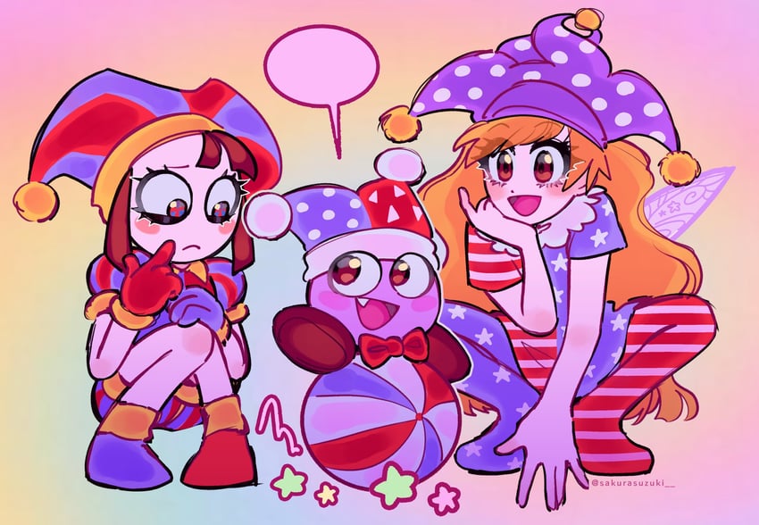 clownpiece, pomni, and marx (touhou and 2 more) drawn by sakuritah