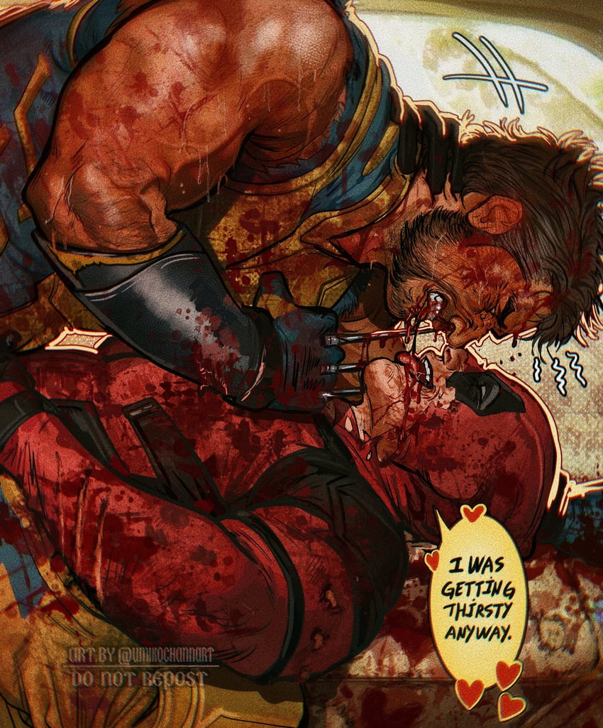 wolverine and deadpool (marvel and 4 more) drawn by umikochannart