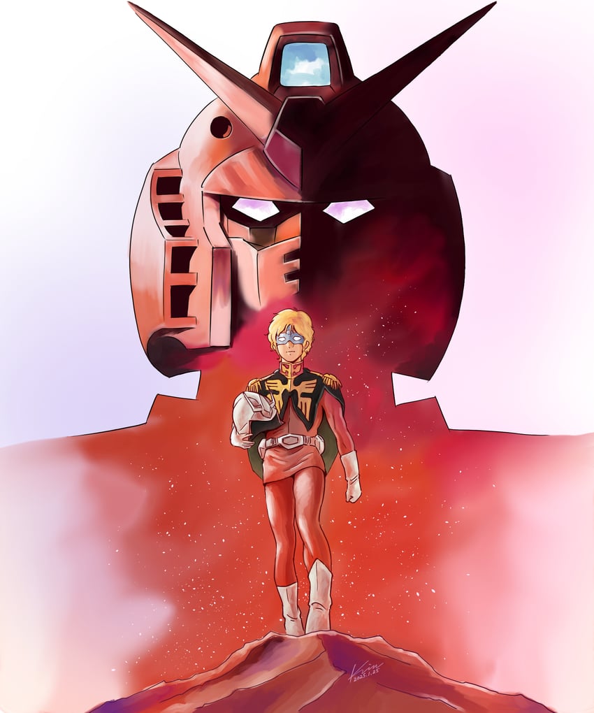 char aznable, rx-78-2 gundam, and rx-78-2 gundam casval custom (gundam and 2 more) drawn by kobakin