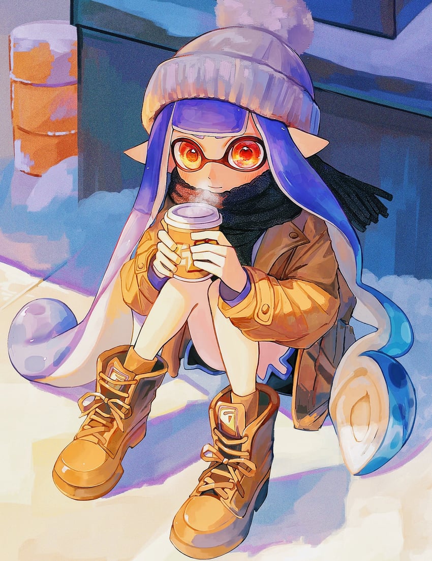 inkling player character and inkling girl (splatoon) drawn by kodak_painter