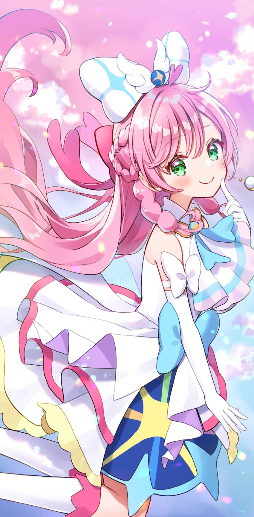 nijigaoka mashiro and cure prism (precure and 1 more) drawn by hiiragi_syuu