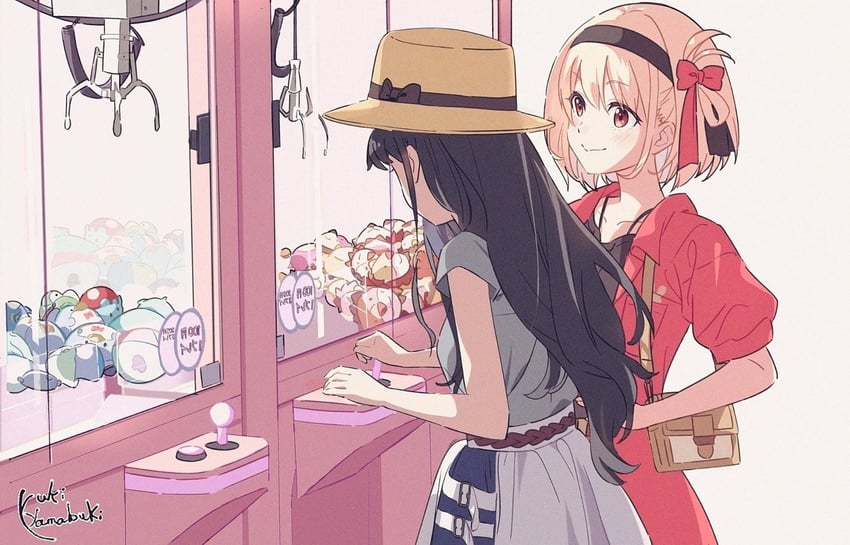 nishikigi chisato, inoue takina, and tuxedo sam (lycoris recoil and 1 more) drawn by yamabukiyuki