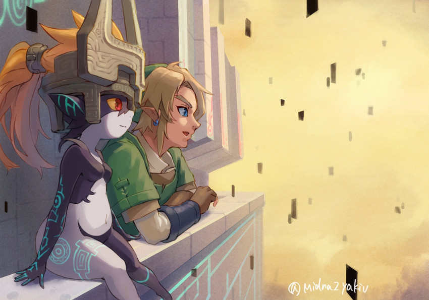 link and midna (the legend of zelda and 1 more) drawn by saburou_(jako)