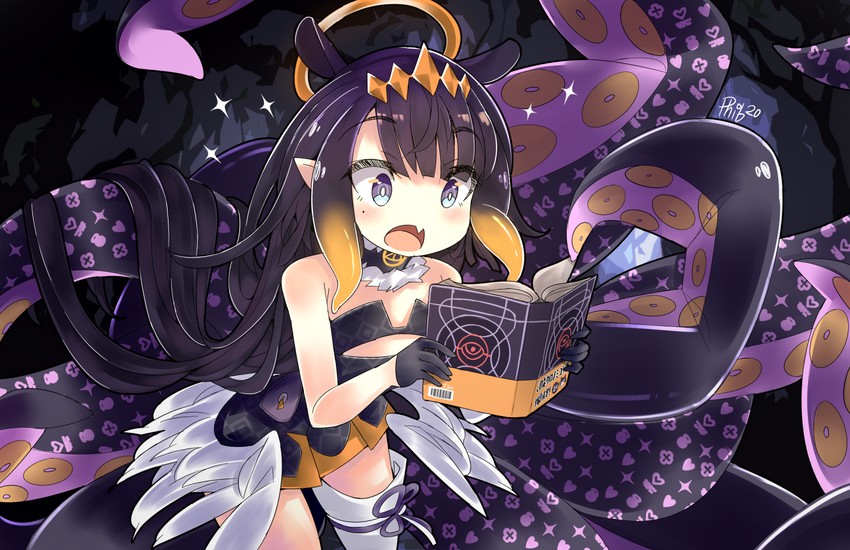 ninomae ina'nis and ao-chan (hololive and 1 more) drawn by phibonnachee