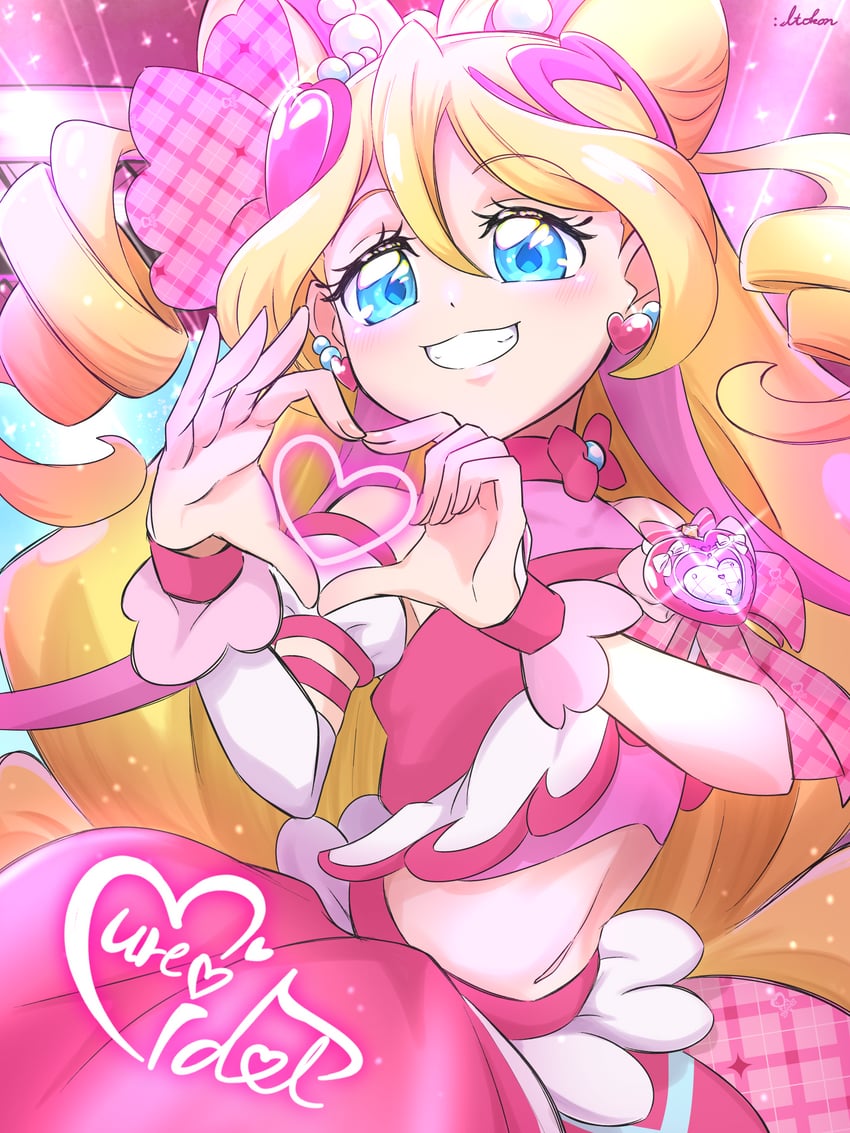 sakura uta and cure idol (precure and 1 more) drawn by itokon