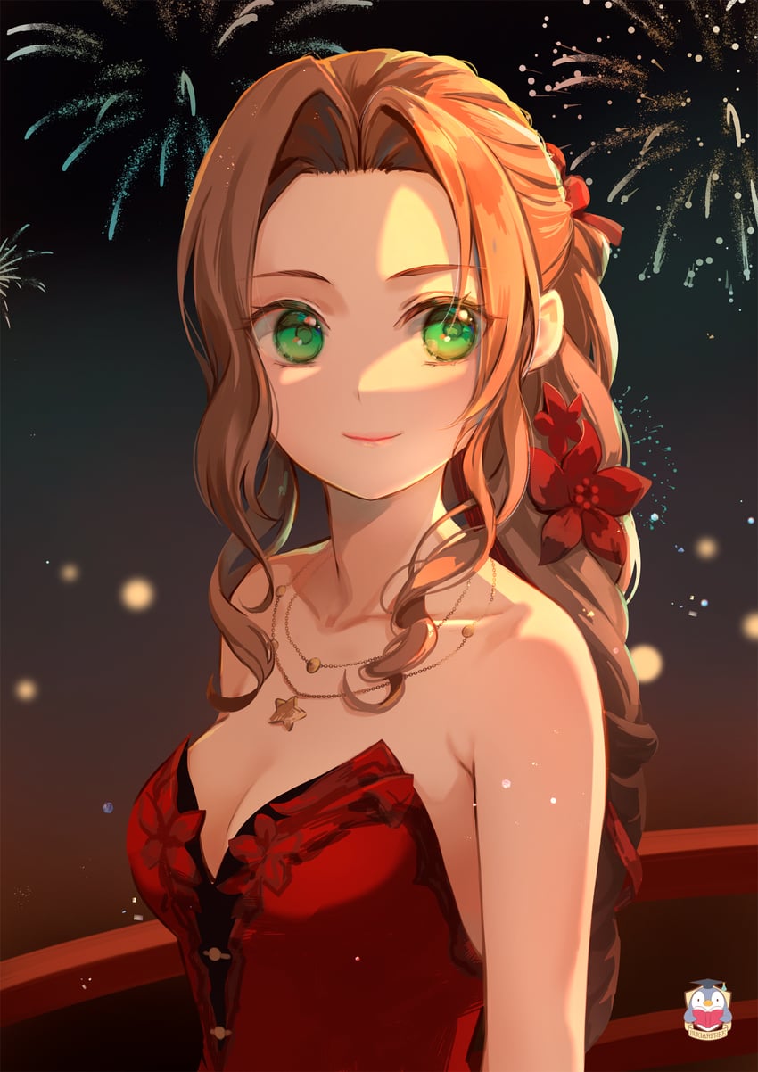 aerith gainsborough (final fantasy and 2 more) drawn by kamui_(kamuikaoru)